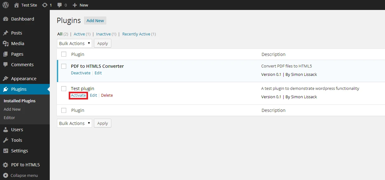 plugin panel