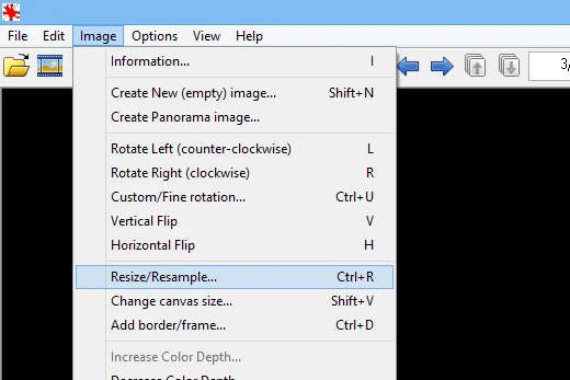 Resizing an image in Irfanview