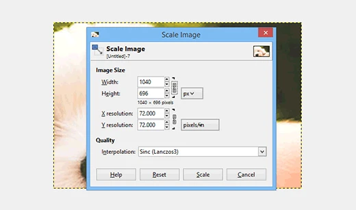 Resizing an image in Gimp