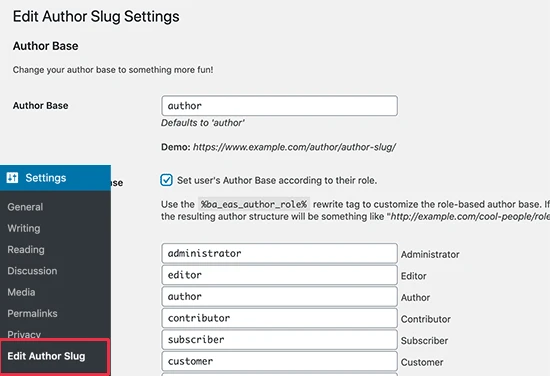 Change author base