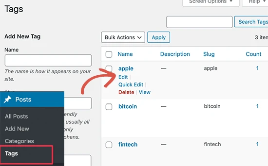 Edit a tag