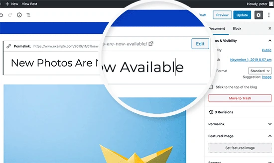 Edit post slug to create custom URL