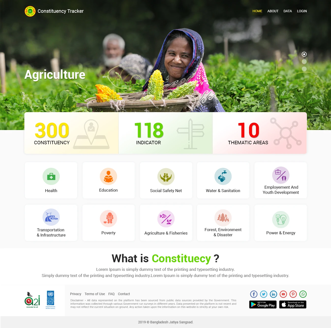 Bangladesh Constituency Tracker Landing page design